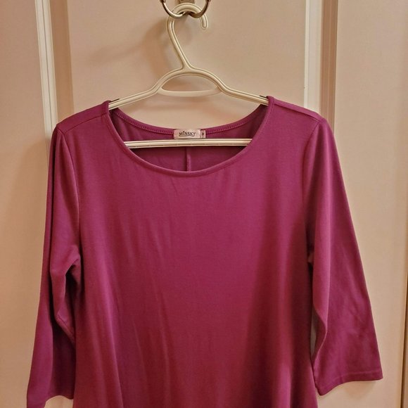 Missky Women's Midi Swing Dress, Purple M, Relaxed Pullover with Pockets - Picture 2 of 6